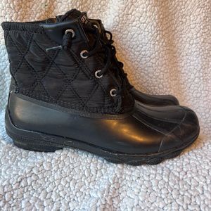 all black sperry duck boots